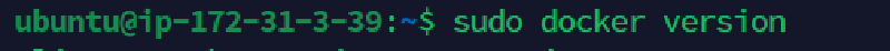 docker version command execution screen